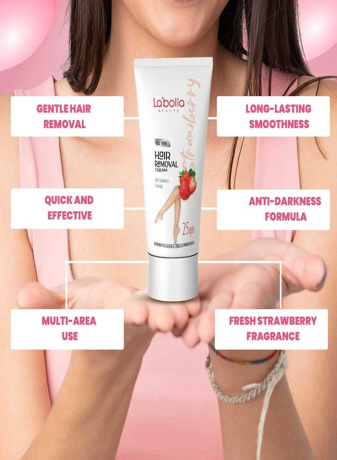 Labolia Beaute Strawberry Hair Removal Cream for Women with Anti Darkness Formula 25g (Pack of 4) | Suitable For Sensitive Skin, For Body, Legs, Underarms, Arms and Bikini Line - Image 4