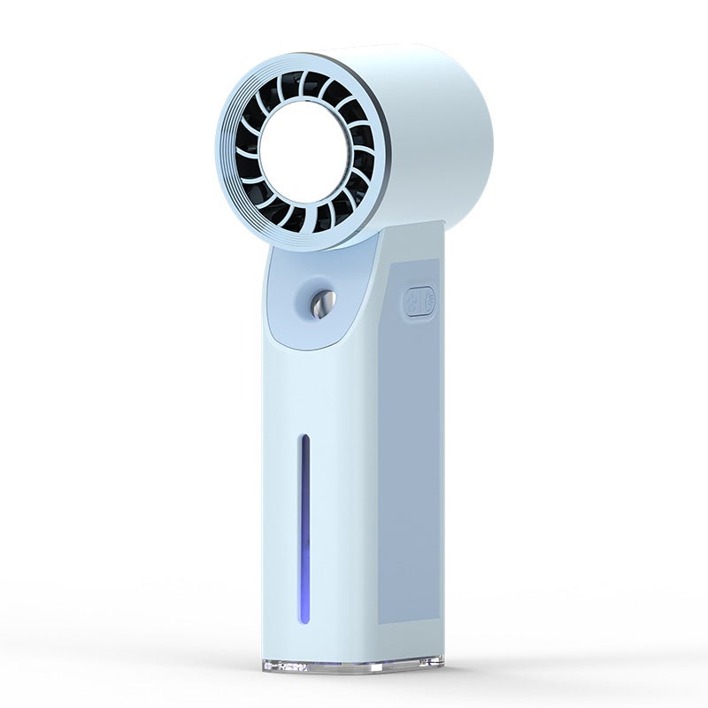 Portable Ice-Cooling Fan with Spray and Night Light - Compact, Rechargeable, and Versatile
