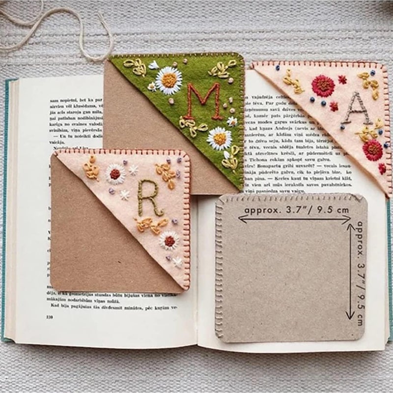 woobles Personalized Hand Embroidered Corner Bookmark,Handmade Custom Letter Bookmark,Felt Triangle Bookmark,Hands Bookmark,Hand Stitched Felt Corner Letter Bookmark (Spring,C) Spring C - Image 3