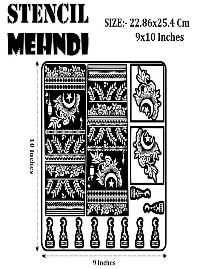 Komstec Engagement Theme Bridal Mehndi Stencil Sticker with Bride-Groom Motif - Image 3