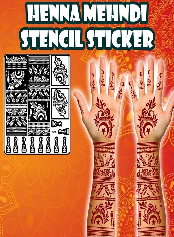 Komstec Engagement Theme Bridal Mehndi Stencil Sticker with Bride-Groom Motif - Image 4