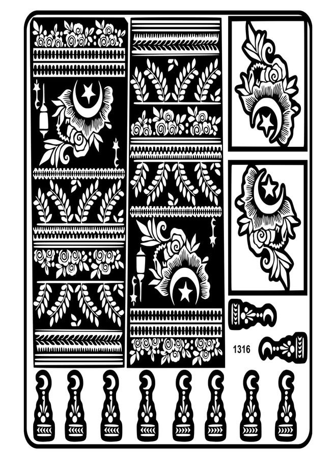 Komstec Engagement Theme Bridal Mehndi Stencil Sticker with Bride-Groom Motif - Image 1
