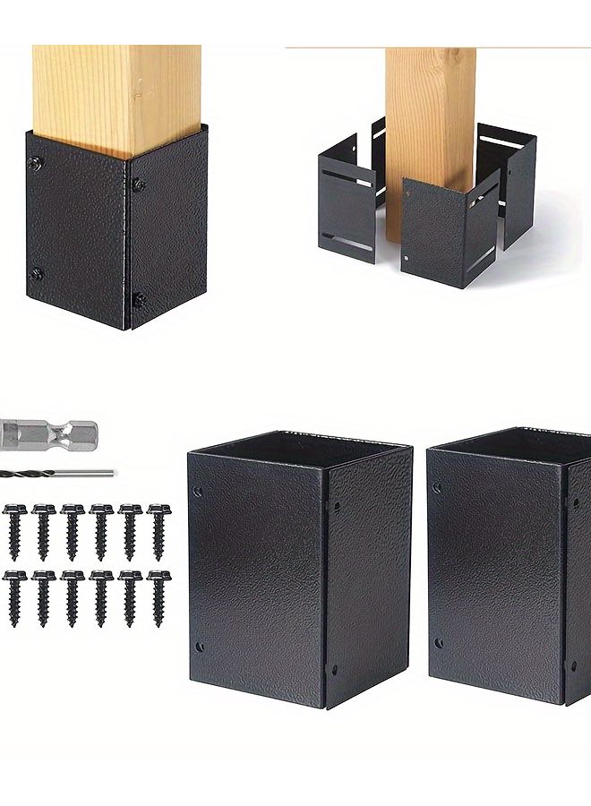 أجهزة حماية للأعمدة المربعة القابلة للتعديل - هيكل حديدي أسود - حماية أثاث الحدائق - مجموعة واحدة - Image 5