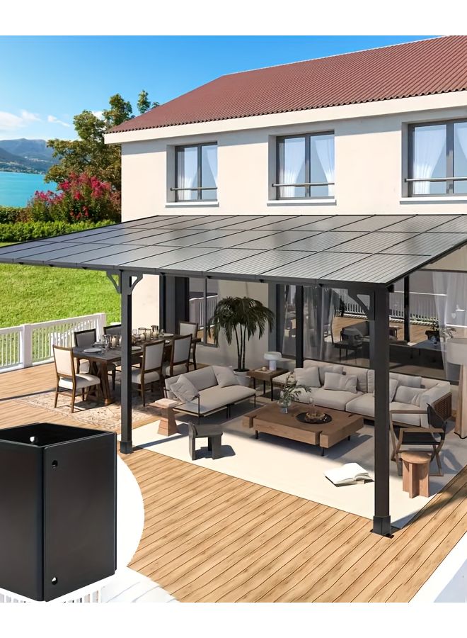 أجهزة حماية للأعمدة المربعة القابلة للتعديل - هيكل حديدي أسود - حماية أثاث الحدائق - مجموعة واحدة - Image 2