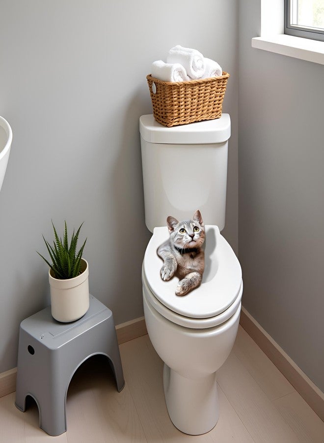DPWOUM Cartoon Toilet Seat Lid Sticker Cute Cat Waterproof Self-Adhesive Removable Toilet Lid Decal Bathroom Decoration Toilet Lid and Tank Covers Toilet Lid Decals Bathroom Accessories (30cm) - Image 5