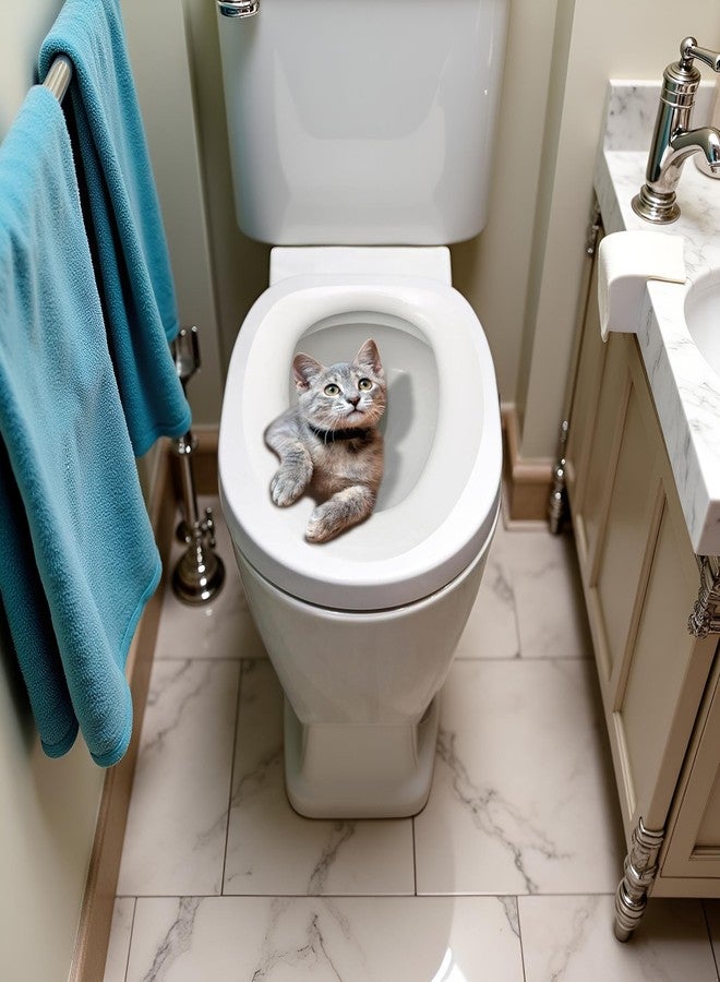 DPWOUM Cartoon Toilet Seat Lid Sticker Cute Cat Waterproof Self-Adhesive Removable Toilet Lid Decal Bathroom Decoration Toilet Lid and Tank Covers Toilet Lid Decals Bathroom Accessories (30cm) - Image 4