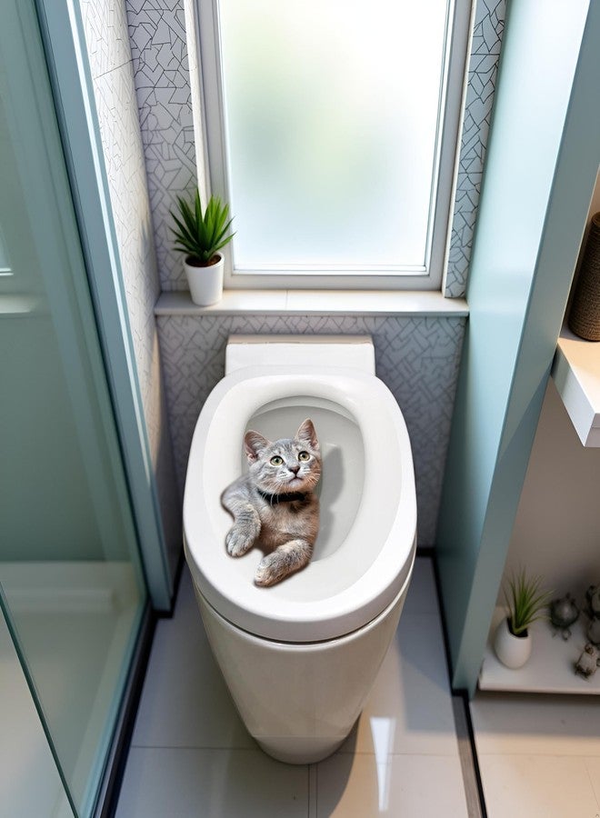 DPWOUM Cartoon Toilet Seat Lid Sticker Cute Cat Waterproof Self-Adhesive Removable Toilet Lid Decal Bathroom Decoration Toilet Lid and Tank Covers Toilet Lid Decals Bathroom Accessories (30cm) - Image 2