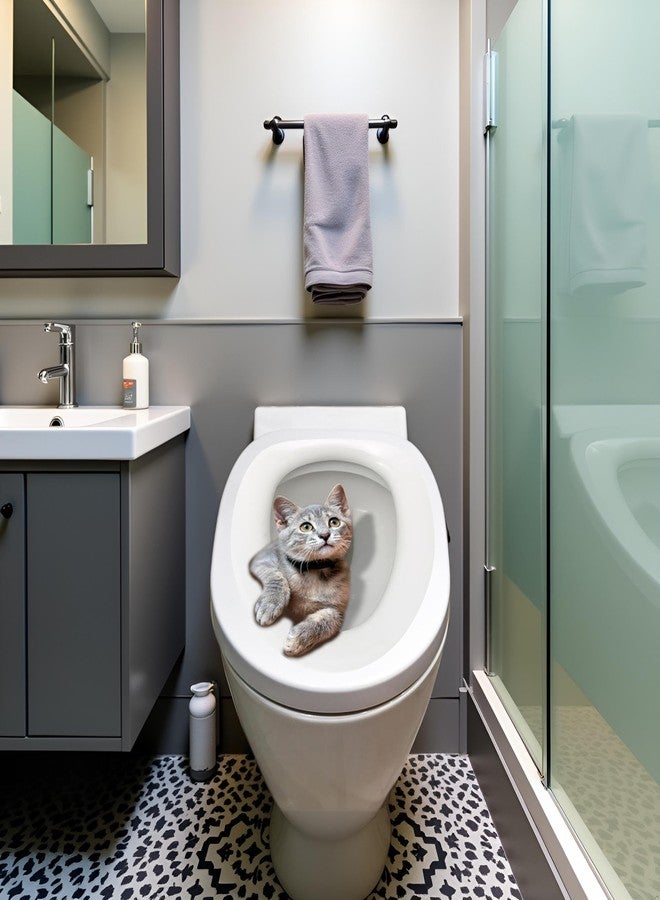 DPWOUM Cartoon Toilet Seat Lid Sticker Cute Cat Waterproof Self-Adhesive Removable Toilet Lid Decal Bathroom Decoration Toilet Lid and Tank Covers Toilet Lid Decals Bathroom Accessories (30cm) - Image 3