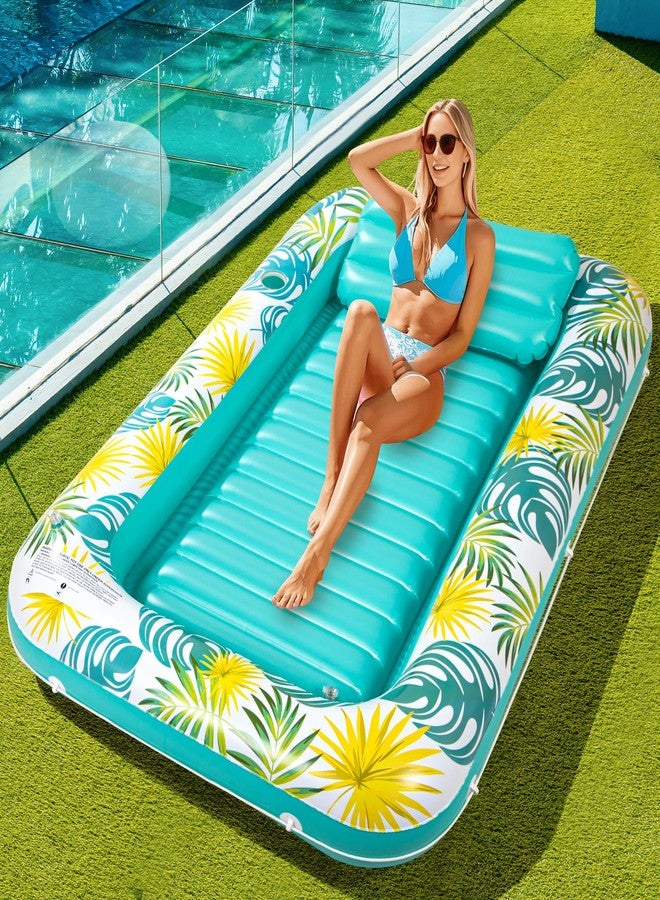 Panadajoy Tanning Pool Floats for Adults with Cup Holder & Pillow, Thick UV-Resistant PVC Portable Float for Backyard, Pool, Lake - Compact Design, Easy Inflation, Durable for Tanning & Relaxation - Image 1