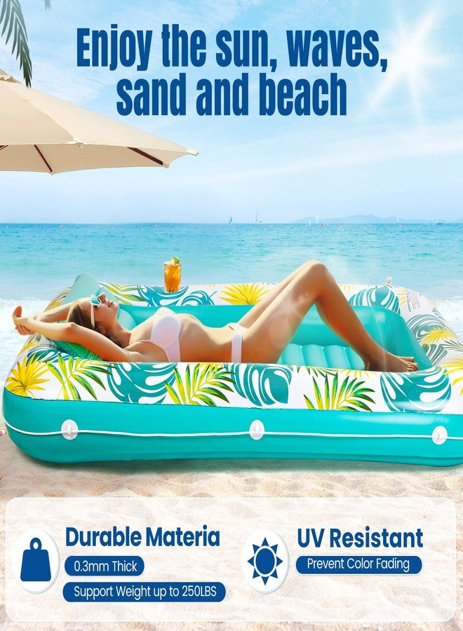Panadajoy Tanning Pool Floats for Adults with Cup Holder & Pillow, Thick UV-Resistant PVC Portable Float for Backyard, Pool, Lake - Compact Design, Easy Inflation, Durable for Tanning & Relaxation - Image 4