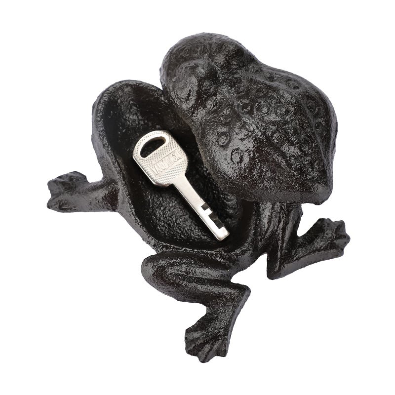 JUXYES JUXYES Frog Cast Iron Key Hider  Outdoor Small Garden Statue  Indoor Decoration Box for Key Jewelry  Trinkets 