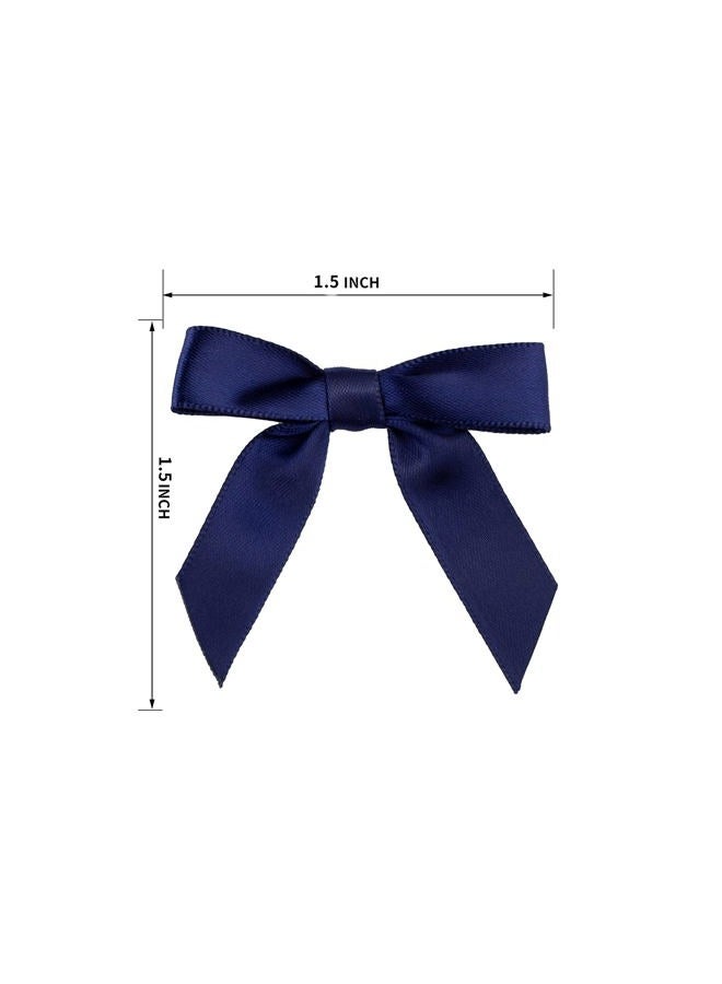 7Rainbows 50pcs Boutique 1.5" Navy Blue Satin Ribbon Mini Bows for Craft Sewing Scrapbooking Wedding and Gift Wrapping - Image 2