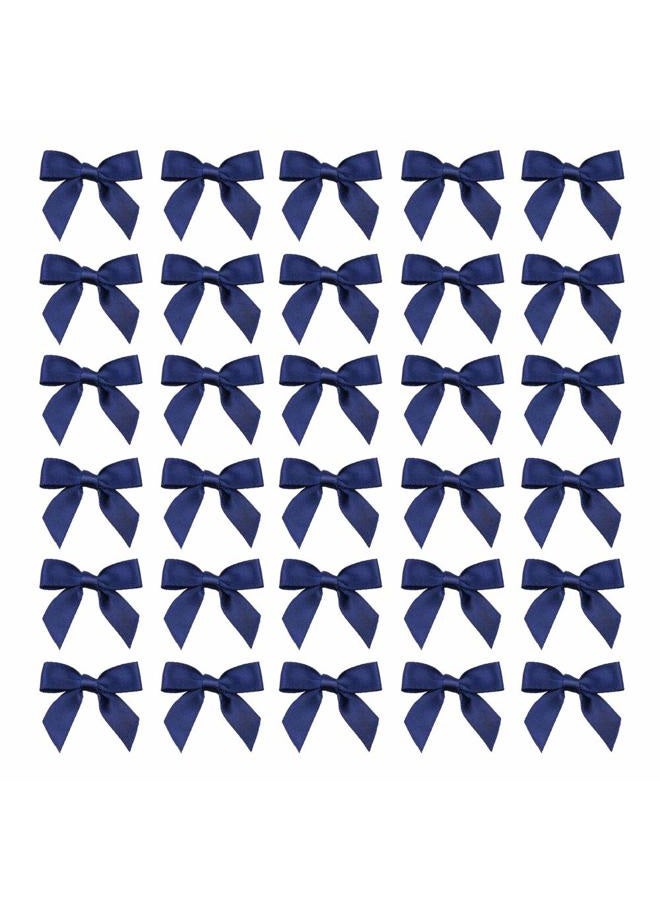 7Rainbows 50pcs Boutique 1.5" Navy Blue Satin Ribbon Mini Bows for Craft Sewing Scrapbooking Wedding and Gift Wrapping - Image 1