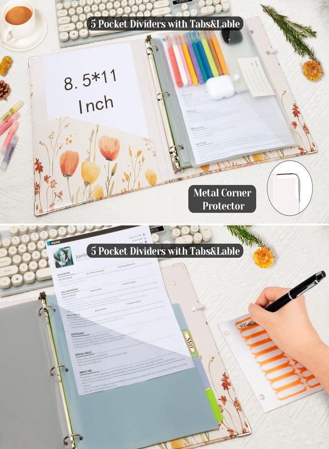 KLLVE 3 Ring 1 Inch Binder Organizer, KLLVE Three Ring Binders with Clipboard, 5-Tabs Pockets Dividers, Plastic Folder, 18 Divider Stikers,Pen Loop (Weeds, Letter Size) - Image 3