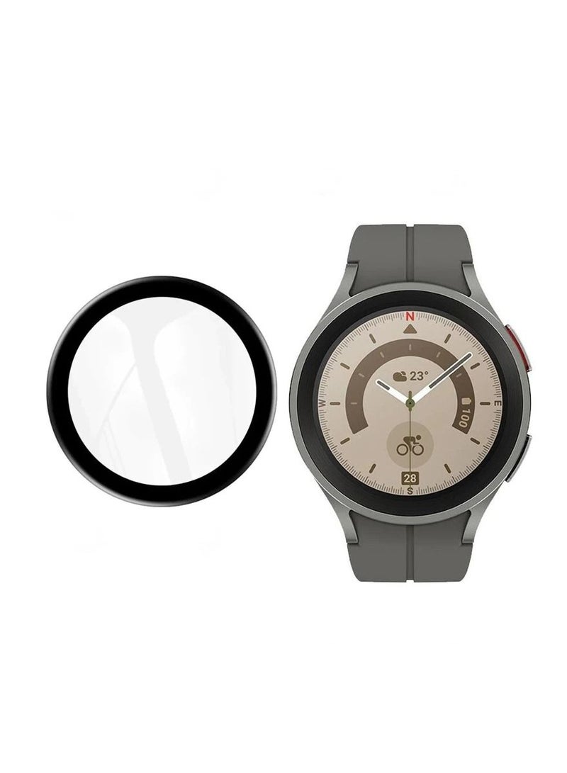 تي دبليو إي جي جي أو أن واقي شاشة سامسونج جالاكسي 5 برو 45 ملم غطاء كامل ثلاثي الأبعاد واقي شاشة منحني لساعة سامسونج جالاكسي 5 برو 45 ملم أسود / شفاف - Image 3