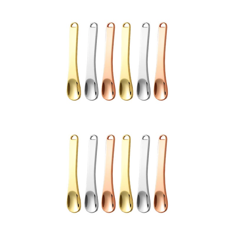 12 pcs Cosmetic Spatula: Mini Eye Cream Spatula - Zinc Alloy Skincare Spoon Tool Spoon For Lotions Cream Moisturizers - Image 1