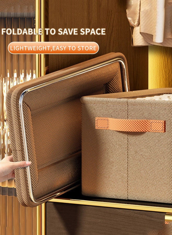 Folding Storage Box, Wardrobe Closets Organizers,Large Foldable Closet Storage,Closet Storage Box with Carrying Handles Thickened Steel Frame Toy Organizer Box for All Clothing, Household Sundries Foldable Storage Bins for Toys, Books, Home Supplies - Image 5