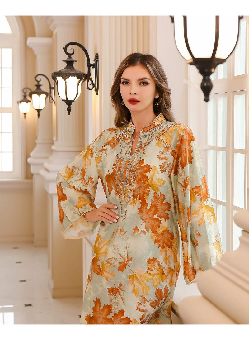 general Middle Eastern Muslim Abaya Summer Long Robe Dress With Printed Pattern - Image 3