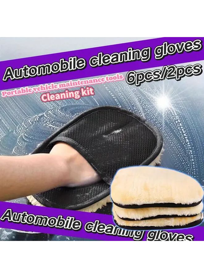 6 قطع قفازات تنظيف السيارات من الألياف الدقيقة للداخل والخارج متينة ومتعددة الوظائف - Image 2