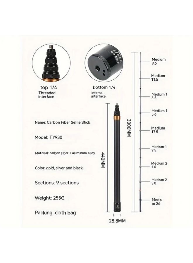 114 بوصة عصي السيلفي للألياف البصرية الفضي لـ GoPro وDJI وInsta360 وكاميرات الحركة - مونوبود فائق الطول - Image 3