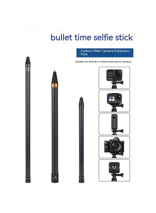 114 بوصة عصي السيلفي للألياف البصرية الفضي لـ GoPro وDJI وInsta360 وكاميرات الحركة - مونوبود فائق الطول - Image 2