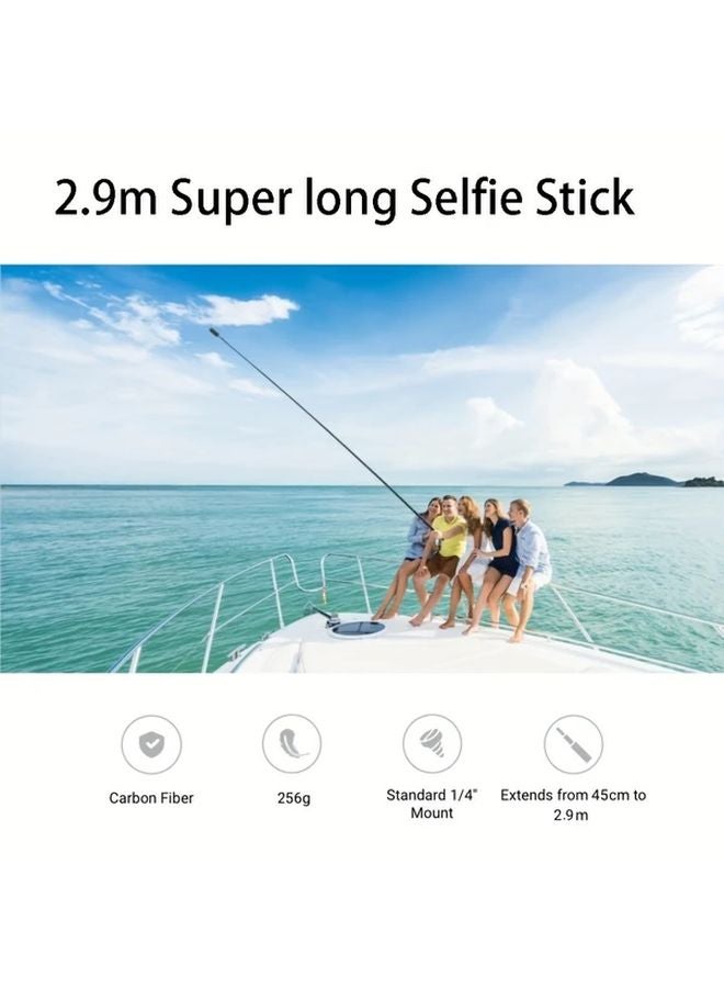 114 بوصة عصي السيلفي للألياف البصرية الفضي لـ GoPro وDJI وInsta360 وكاميرات الحركة - مونوبود فائق الطول - Image 4