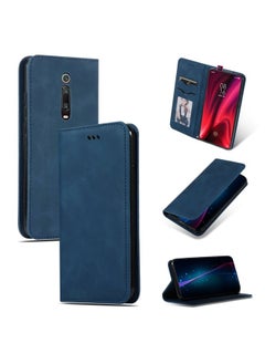 HuHa Case Cover Retro Skin Feel Business Magnetic Horizontal Flip Leather Case for Xiaomi Mi 9T  / Mi 9T Pro / Redmi K20  /  K20 Pro Navy Blue 