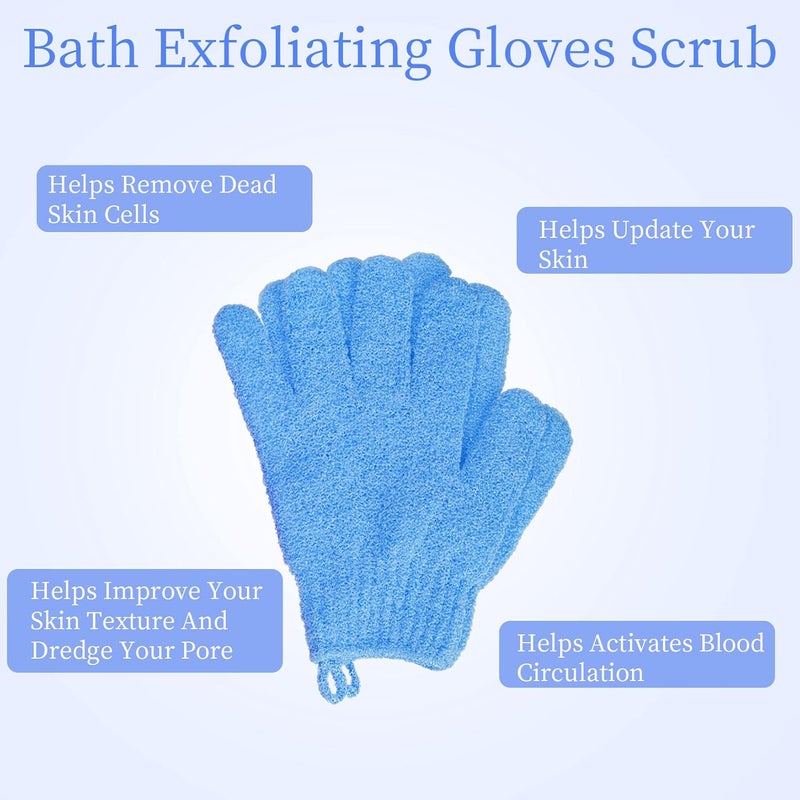 ishua 4 Pairs Bath Exfoliating Gloves Scrub Double Sided Bath Mitts Scrubs for Shower Exfoliating Shower Mitt Body Scrubber Glove Bathing Accessories for Bath Spa MassageYellow Red Pink Light Blue - Image 4