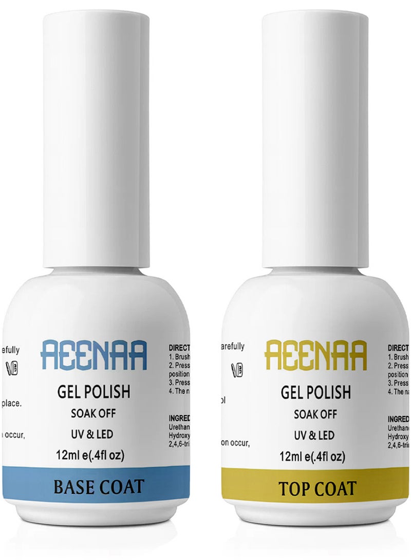 AEENAA Gel Nail Polish Top Coat And Base Coat Soak off UV LED - Image 1