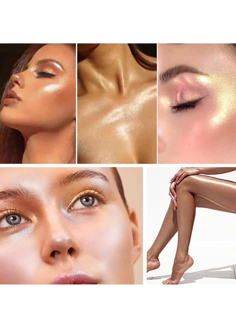 KASTWAVE 4PCS Highlighter Palette, Highlighting Powder, 3D Rose Blush, Body Luminizer Highlighter Face Makeup, Pressed Shimmer Body Glow Face Powder, Glossy Long Lasting Highlighters Makeup - Image 2
