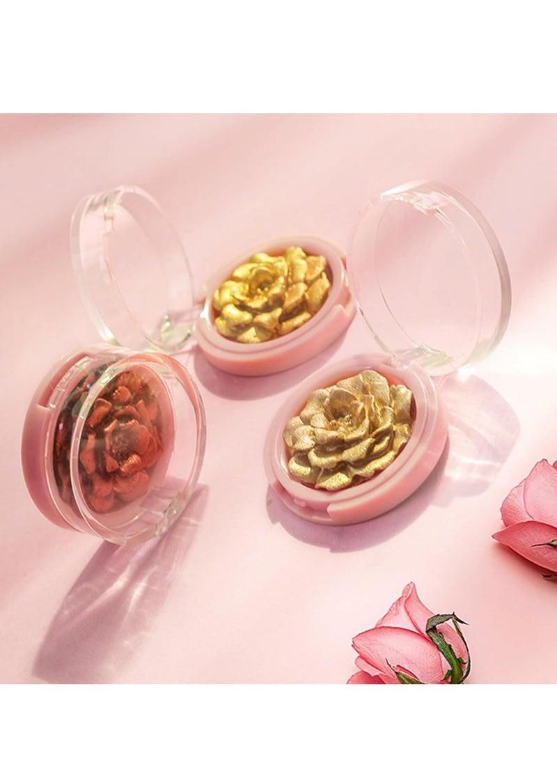 KASTWAVE 4PCS Highlighter Palette, Highlighting Powder, 3D Rose Blush, Body Luminizer Highlighter Face Makeup, Pressed Shimmer Body Glow Face Powder, Glossy Long Lasting Highlighters Makeup - Image 4