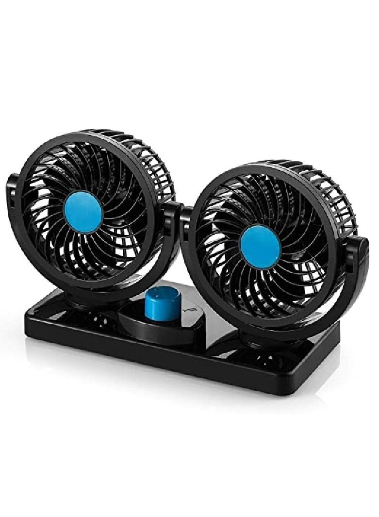 12V Electric Car Fan 360 Degree Rotatable Dual Head Car Auto Cooling Air Fan Powerful Quiet 2 Speed - Image 2