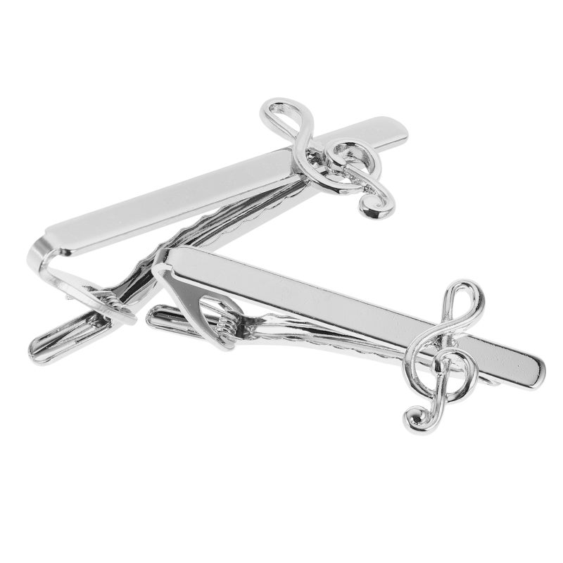 2pcs Music Note Tie Clips Men Style Necktie Clasp Necktie Accessories For Dad Husband Business Formal Wear - Image 1