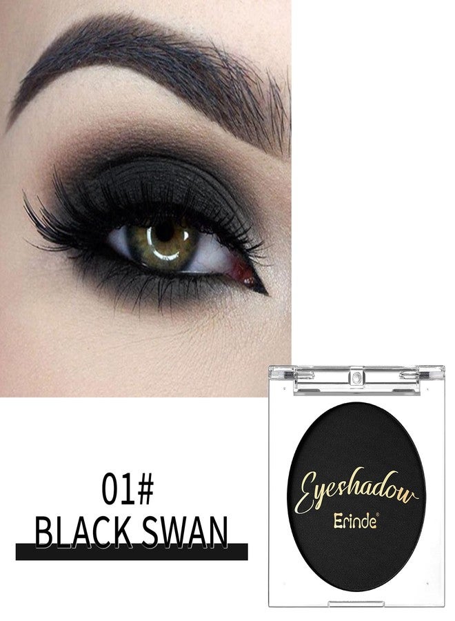 Erinde Black Eye Shadow, Matte Single Eyeshadow Pressed Powder Eyeshadow Makeup, Matte Shade Eyelid Color Eye Makeup for Women, High Pigment, Long Wear, Waterproof, Intense Color, 01 Black Swan - Image 2