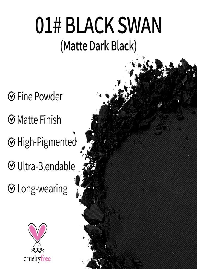 Erinde Black Eye Shadow, Matte Single Eyeshadow Pressed Powder Eyeshadow Makeup, Matte Shade Eyelid Color Eye Makeup for Women, High Pigment, Long Wear, Waterproof, Intense Color, 01 Black Swan - Image 3