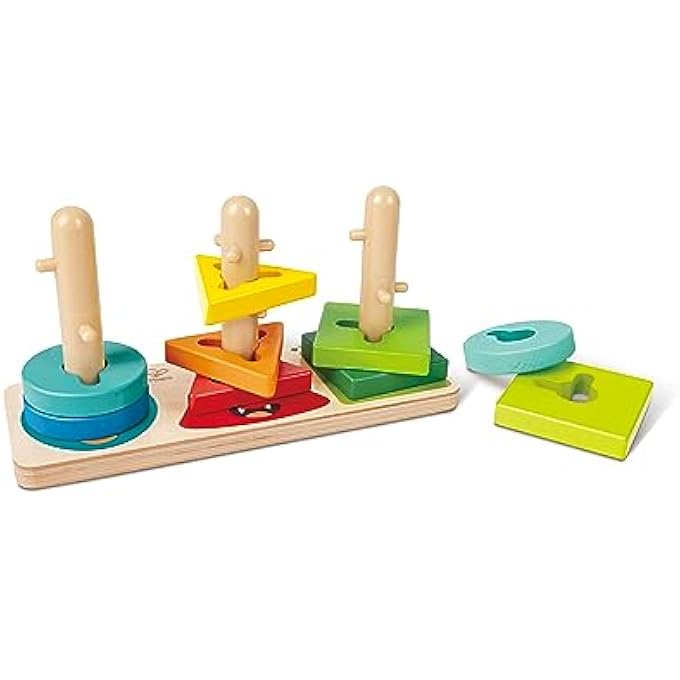 MONSTER FACE STACKING TOWER – WOODEN TWIST & TURN STACKING TOY WITH PEGS FOR FINE MOTOR SKILLS, COLOR & S RECOGNITION | WITH BASE, TOWERS & 9 BLOCKS | FUN DEVELOPMENTAL TOY FOR TODDLERS 18M+ - Image 1