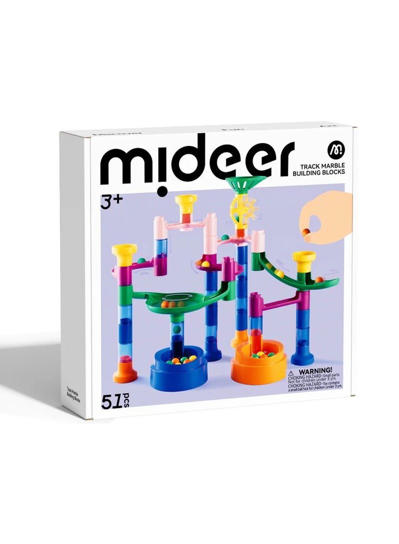 MiDeer كتل بناء رخامية متتالية 51 قطعة - عبور المتاهة | مجموعة ألعاب مسار الرخام STEM مع 12 رخام و 51 قطعة | تشجع الإبداع والهندسة ولعب الماء | للأعمار من 3 سنوات فما فوق - Image 2