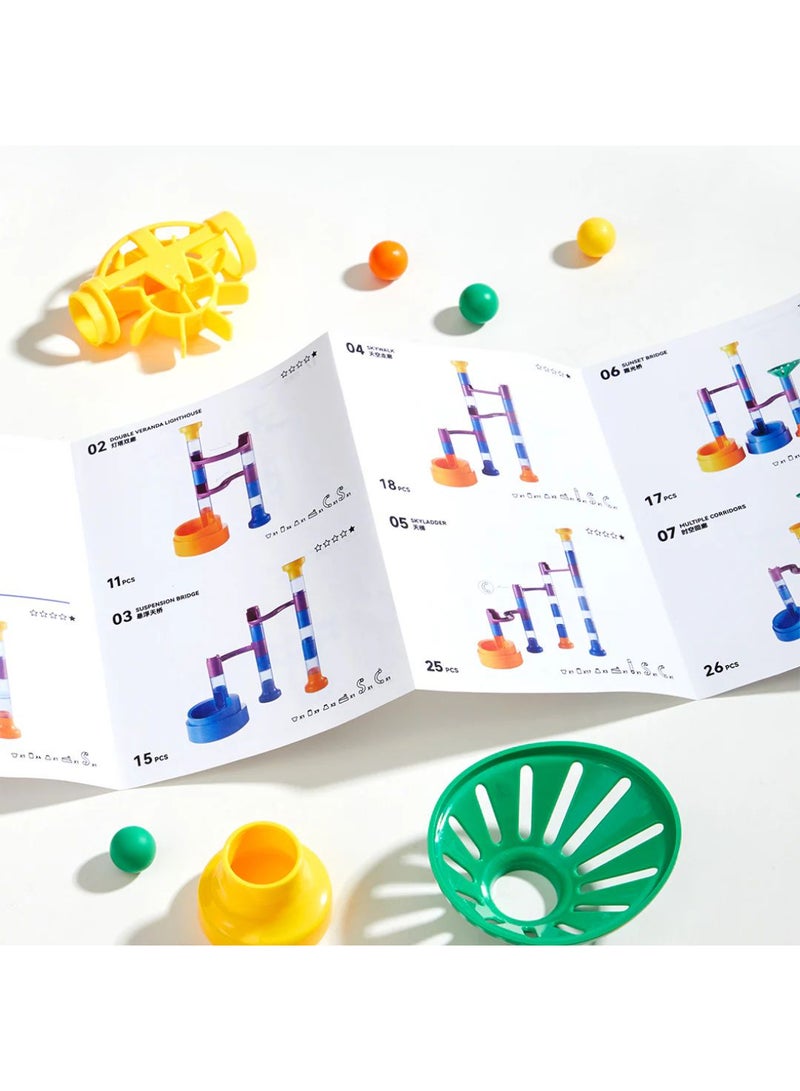 MiDeer كتل بناء رخامية متتالية 51 قطعة - عبور المتاهة | مجموعة ألعاب مسار الرخام STEM مع 12 رخام و 51 قطعة | تشجع الإبداع والهندسة ولعب الماء | للأعمار من 3 سنوات فما فوق - Image 1