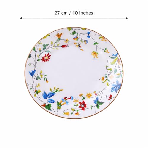 Femora Handcrafted Dinner Plates Set of 2, 10 Inch Ceramic Plates, Summer Floral Design, Microwave & Dishwasher Safe, Ideal for Serving & Daily Meals - Image 4