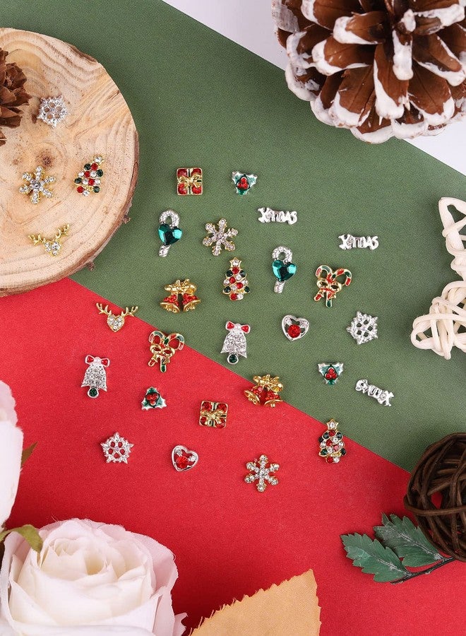 EBANKU 60 PCS Christmas Nail Art Rhinestones EBANKU 3D Alloy Xmas Nail Art Charms Bell Nail Diamonds Snowflake Nail Jewelry Christmas Santa Gems Jewels DIY Nail Art Decoration - Image 3