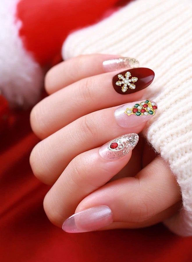 EBANKU 60 PCS Christmas Nail Art Rhinestones EBANKU 3D Alloy Xmas Nail Art Charms Bell Nail Diamonds Snowflake Nail Jewelry Christmas Santa Gems Jewels DIY Nail Art Decoration - Image 5