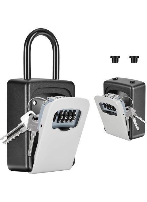 FAB Innovations Portable Key Lock Box Clearly Visible Numbers Lock Box Wall Mounted for House Key 5 Key Capacity Weatherproof Grey