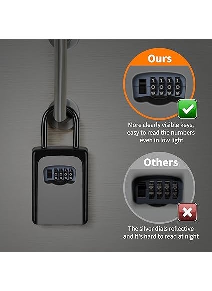 FAB Innovations - FAB Innovations Portable Key Lock Box Clearly Visible Numbers Lock Box Wall Mounted for House Key 5 Key Capacity Weatherproof Grey - Image 1