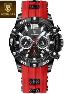 POEDAGAR Man Watch,Multifunction Waterproof Sports Watch, Luminous Quartz Watch Silicone Strap 46mm  - Image 1