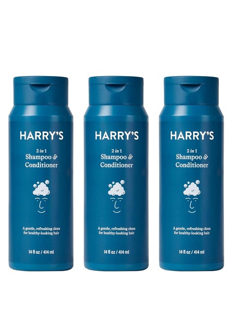 Harry's Men's 2 in 1 Shampoo and Conditioner for All Hair Types | Gentle & Refreshing | 14 Fl Oz, 3 Count