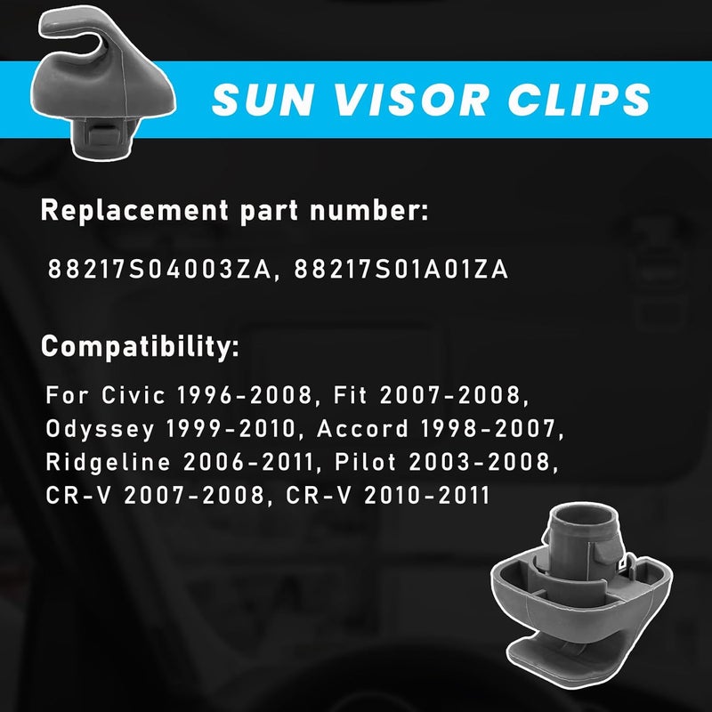 Suvnie 2 PCS Car Sun Visor Hook Clip - Gray - Image 3