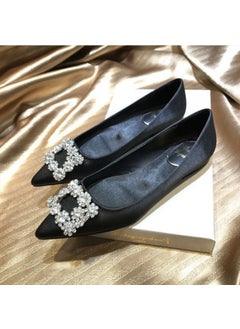 Generic 2024 New Rhinestone Satin Flats Yellow Black 