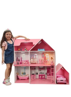 Queen Wooden Doll house 4 rooms with garage (fit Barbie doll)