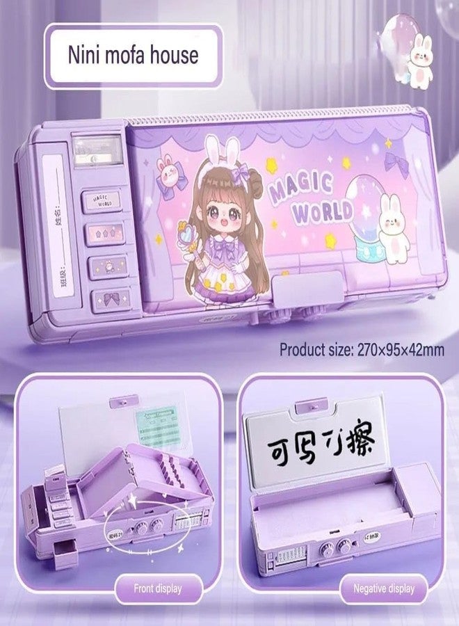 JADUNATH Invite Enterprise Multifunctional Password Lock Pencil Box for Girls, Compass Box for Boys (Space + Magic World-Combo) - Image 2