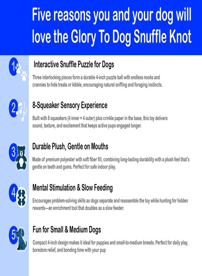 Glory To Dog لعبة Glory To Dog التفاعلية للكلاب، كرة ألغاز وردية اللون مقاس 4 بوصات مع 8 صفارات وصوت خشخشة - لعبة إثراء لإخفاء المكافآت للجراء والكلاب الصغيرة - لعبة حسية متينة من القطيفة لتحفيز الحواس - Image 3